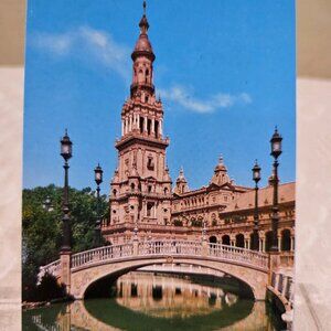 Vintage Sevilla Detail Plaze de Espana Place de l'Espagne Spain Spanish Postcard